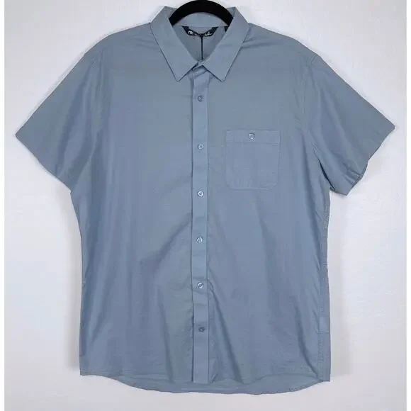 Travis Mathew Studebaker Button Down Size Large Blue Regular Fit Work Casual NEW - Picture 2 of 13